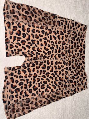 Fabletics Leopard Print Biker Shorts in Tan, Black & Brown